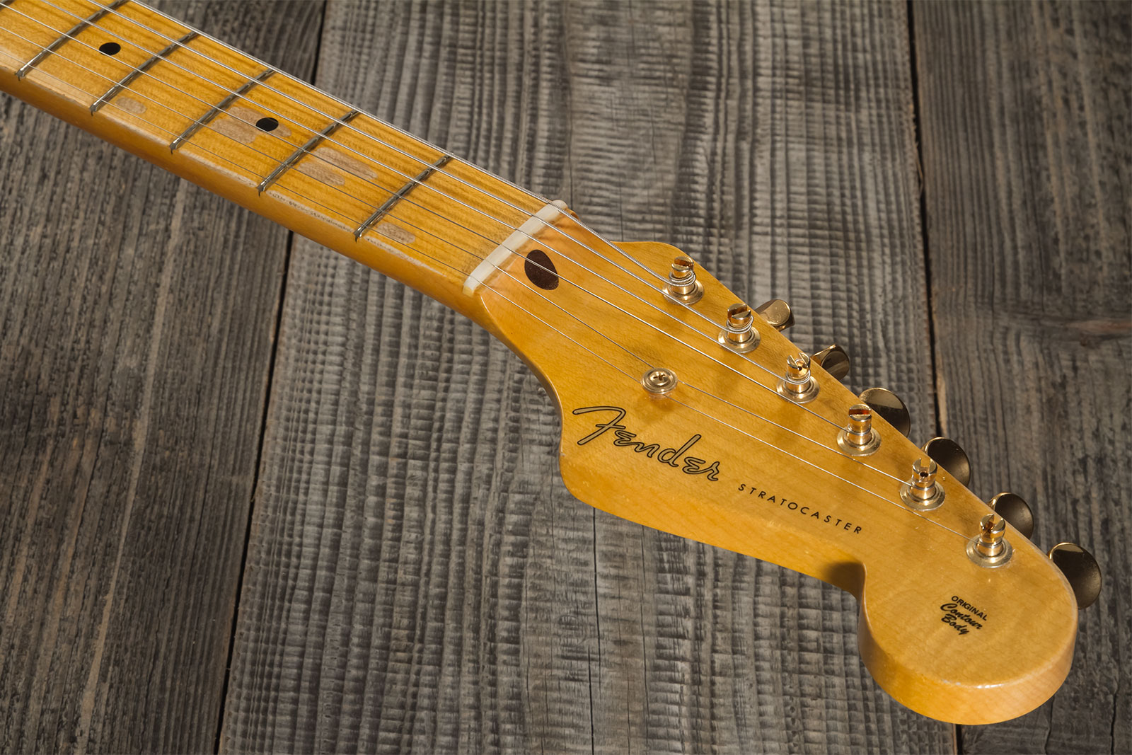 Fender Custom Shop Strat 1955 Hardtail Gold Hardware 3s Trem Mn #cz568215 - Journeyman Relic Natural Blonde - Elektrische gitaar in Str-vorm - Variati