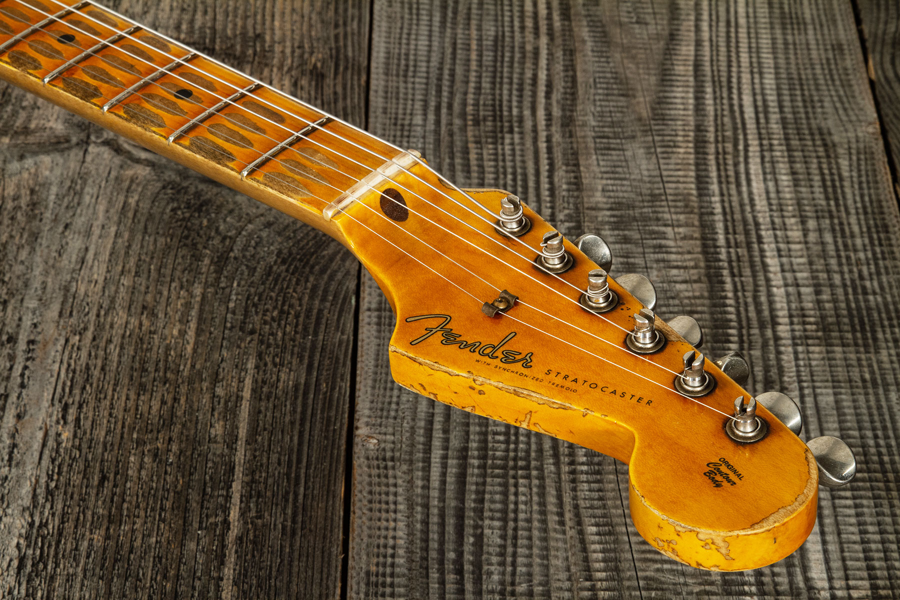 Fender Custom Shop Strat 1956 3s Trem Mn #cz568636 - Super Heavy Relic Aged India Ivory - Elektrische gitaar in Str-vorm - Variation 9