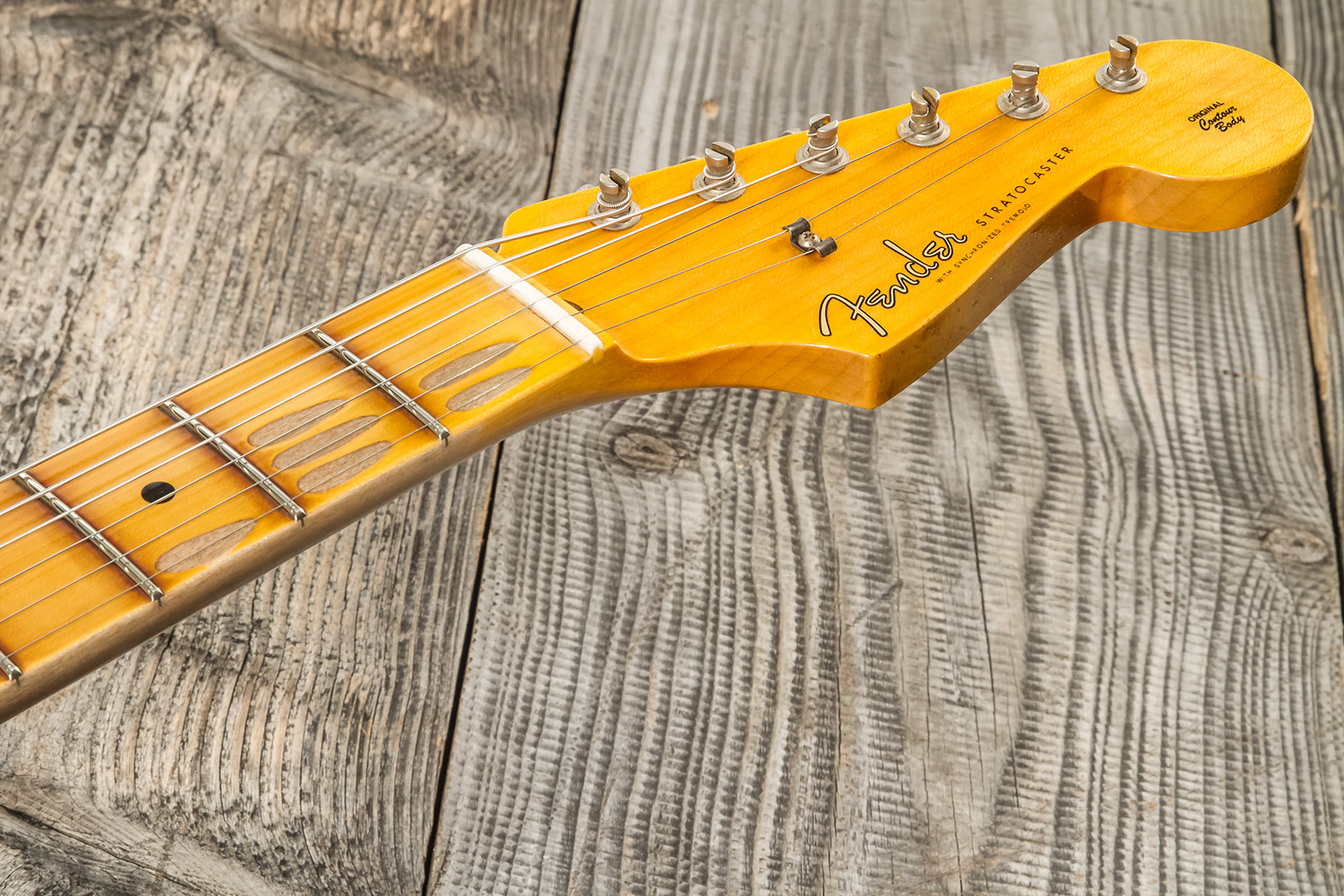 Fender Custom Shop Strat 1956 3s Trem Mn #cz575333 - Journeyman Relic 2-color Sunburst - Elektrische gitaar in Str-vorm - Variation 6