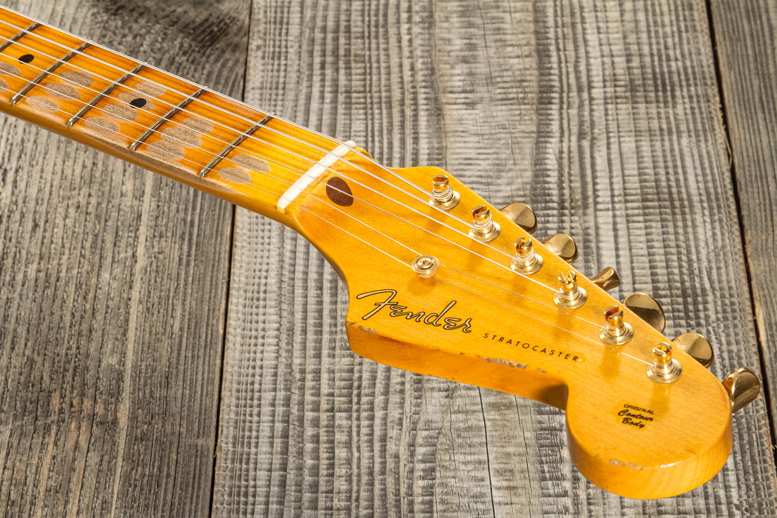 Fender Custom Shop Strat 1956 Hardtail Gold Hardware 3s Ht Mn #cz565119 - Relic Faded 2-color Sunburst - Elektrische gitaar in Str-vorm - Variation 8