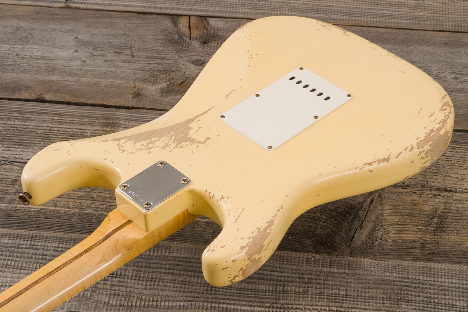 Fender Custom Shop Strat 1956 Hss Trem Mn #r143989 - Relic Vintage White - Elektrische gitaar in Strat vorm - Variation 6