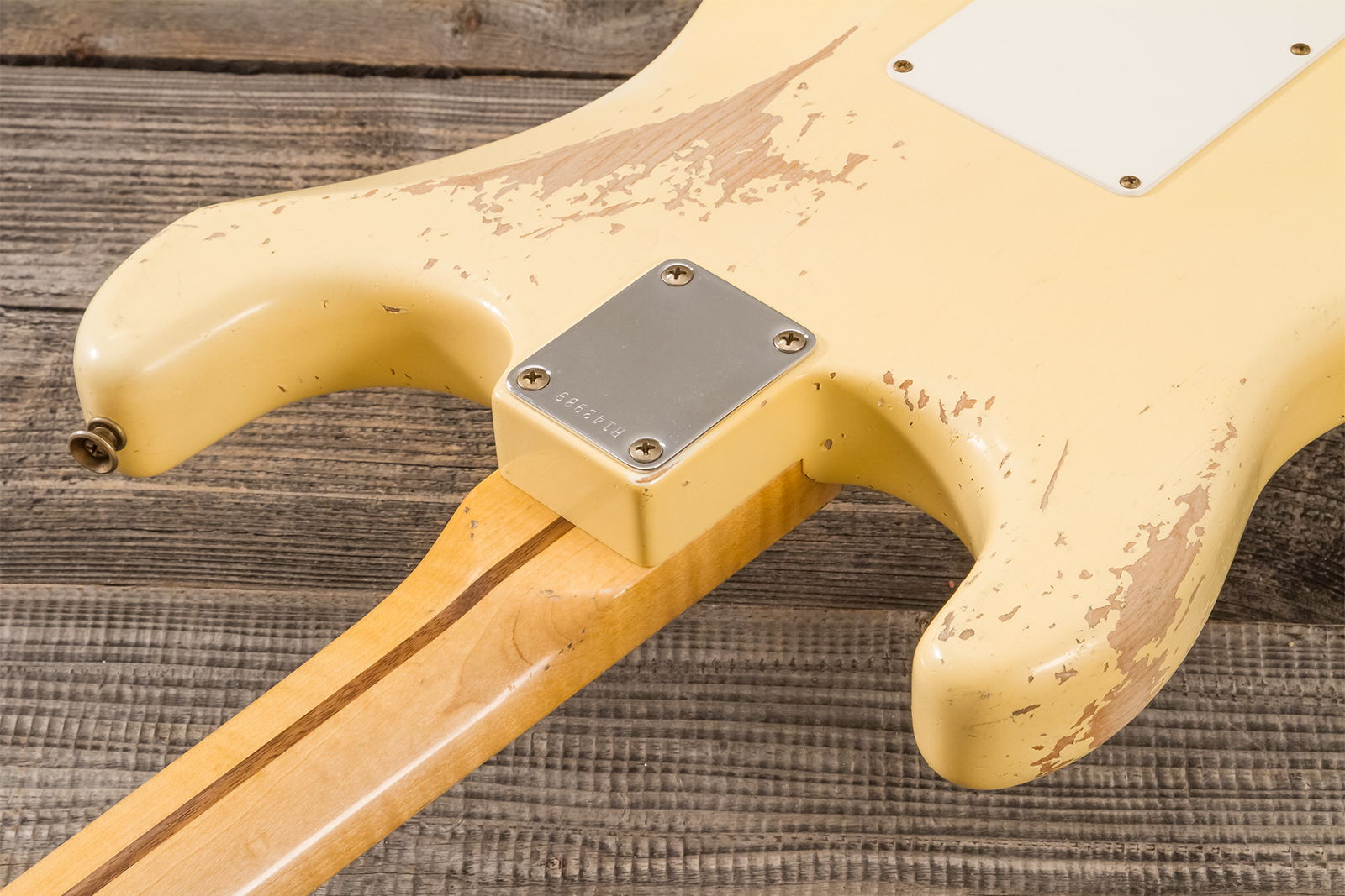 Fender Custom Shop Strat 1956 Hss Trem Mn #r143989 - Relic Vintage White - Elektrische gitaar in Strat vorm - Variation 7