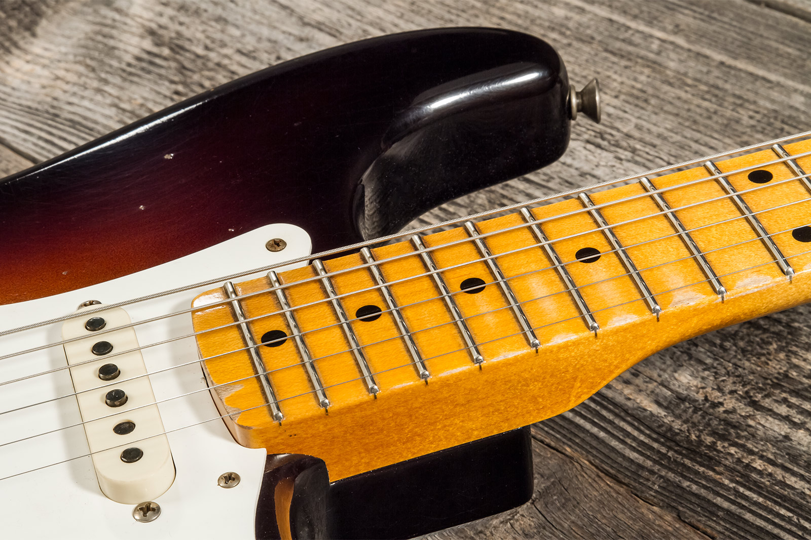 Fender Custom Shop Strat 1957 3s Trem Mn #cz571791 - Relic Wide Fade 2-color Sunburst - Elektrische gitaar in Str-vorm - Variation 5