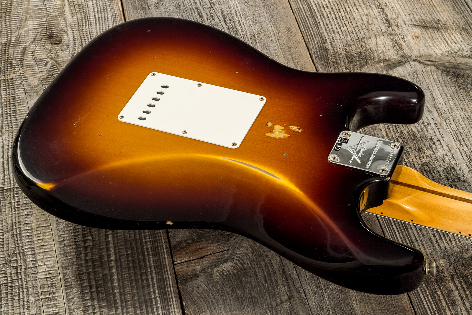Fender Custom Shop Strat 1957 3s Trem Mn #cz571791 - Relic Wide Fade 2-color Sunburst - Elektrische gitaar in Str-vorm - Variation 6