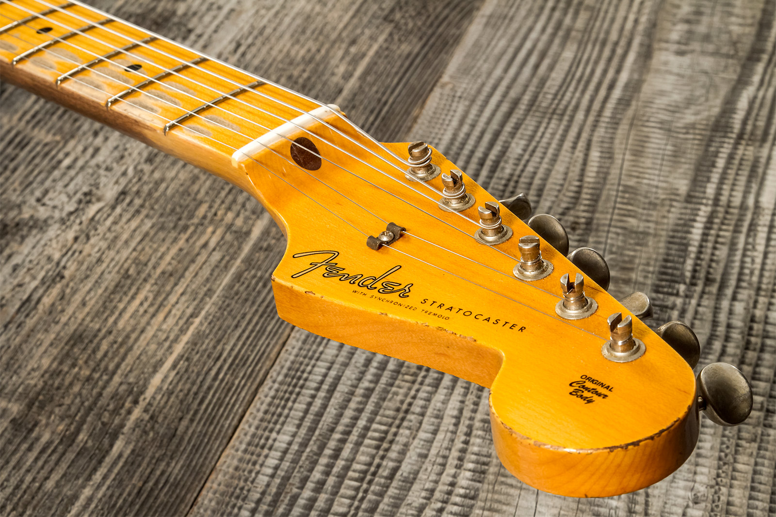 Fender Custom Shop Strat 1957 3s Trem Mn #cz571791 - Relic Wide Fade 2-color Sunburst - Elektrische gitaar in Str-vorm - Variation 8