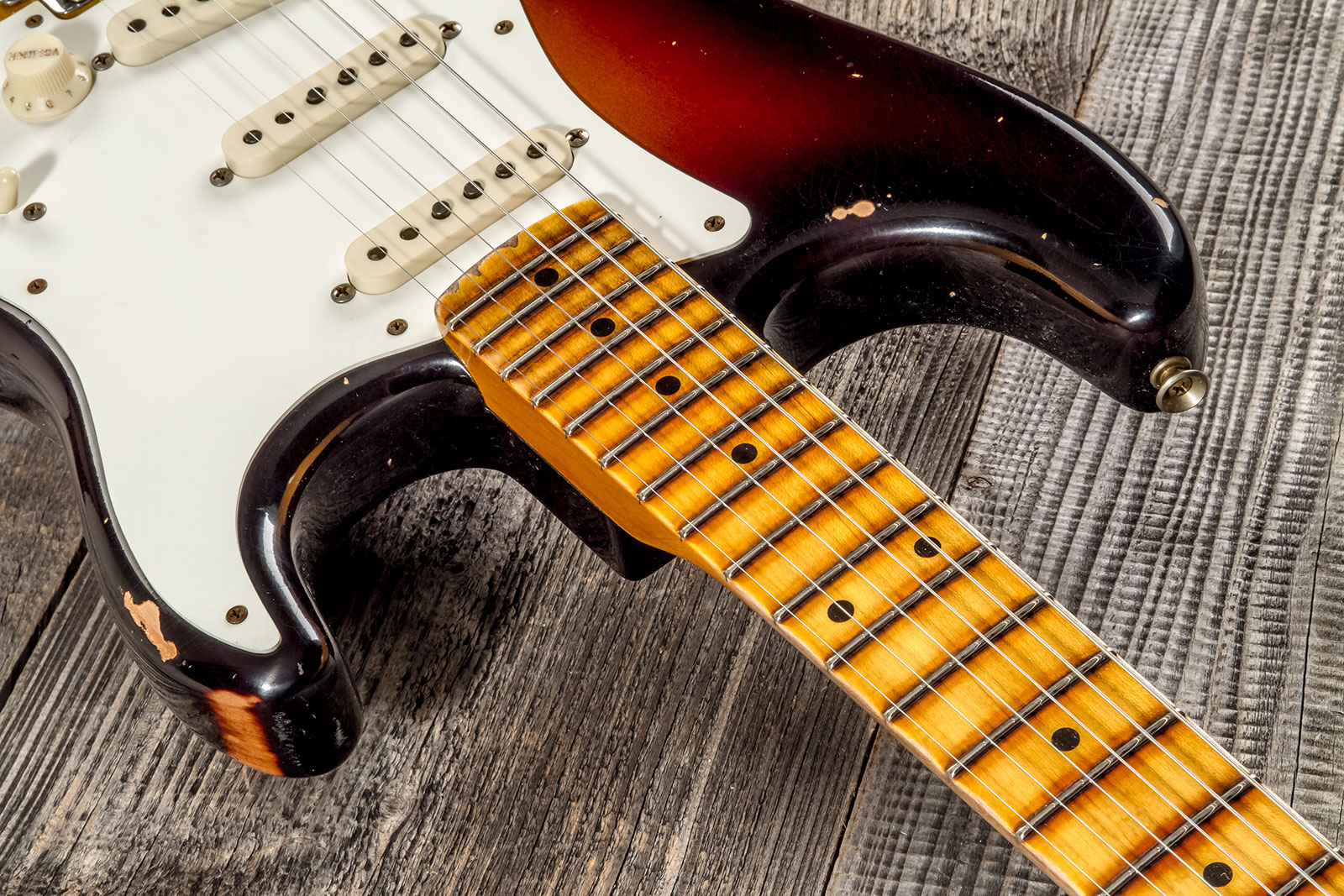 Fender Custom Shop Strat 1957 3s Trem Mn #cz575421 - Relic 2-color Sunburst - Elektrische gitaar in Str-vorm - Variation 4