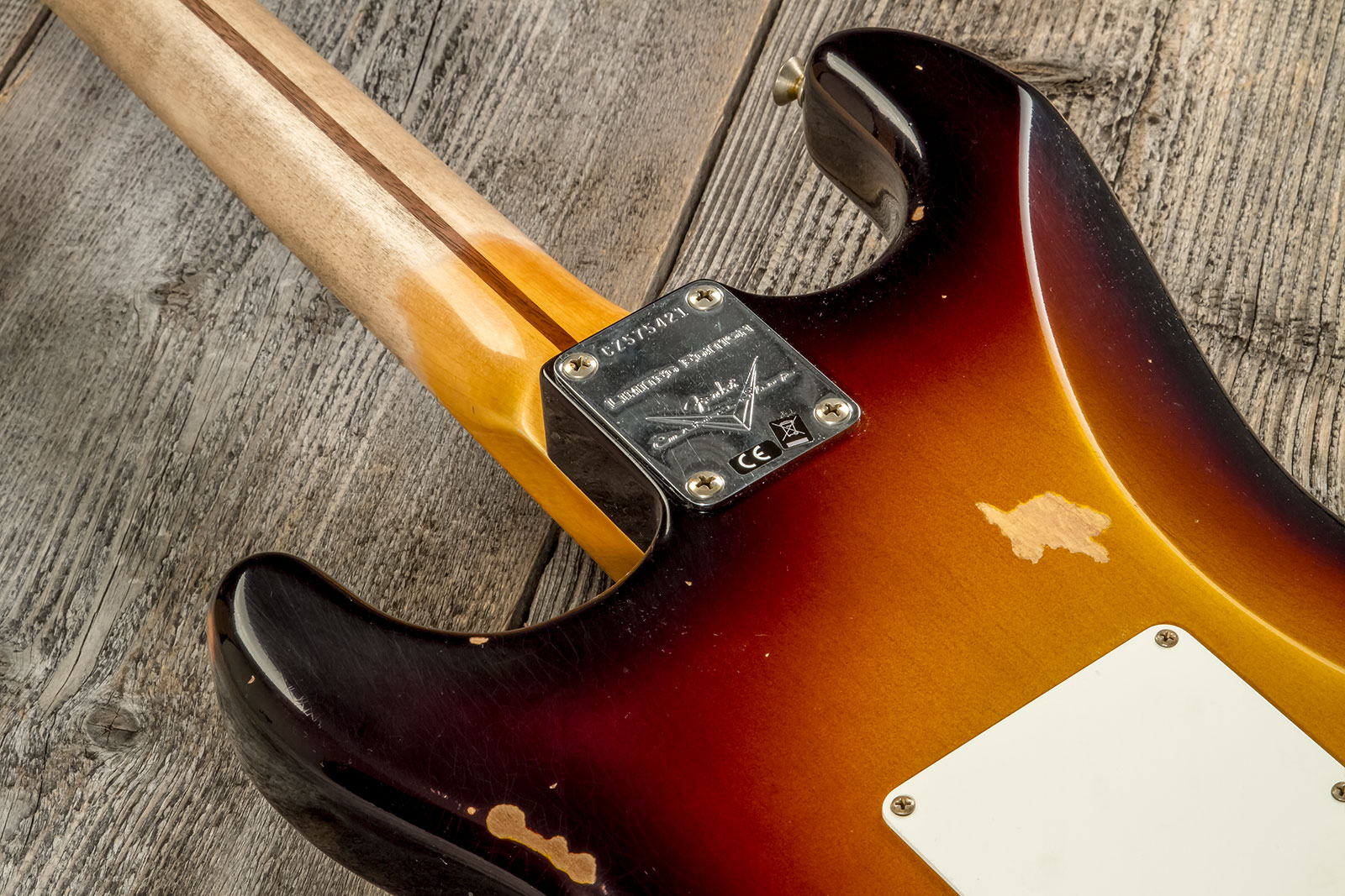Fender Custom Shop Strat 1957 3s Trem Mn #cz575421 - Relic 2-color Sunburst - Elektrische gitaar in Str-vorm - Variation 6
