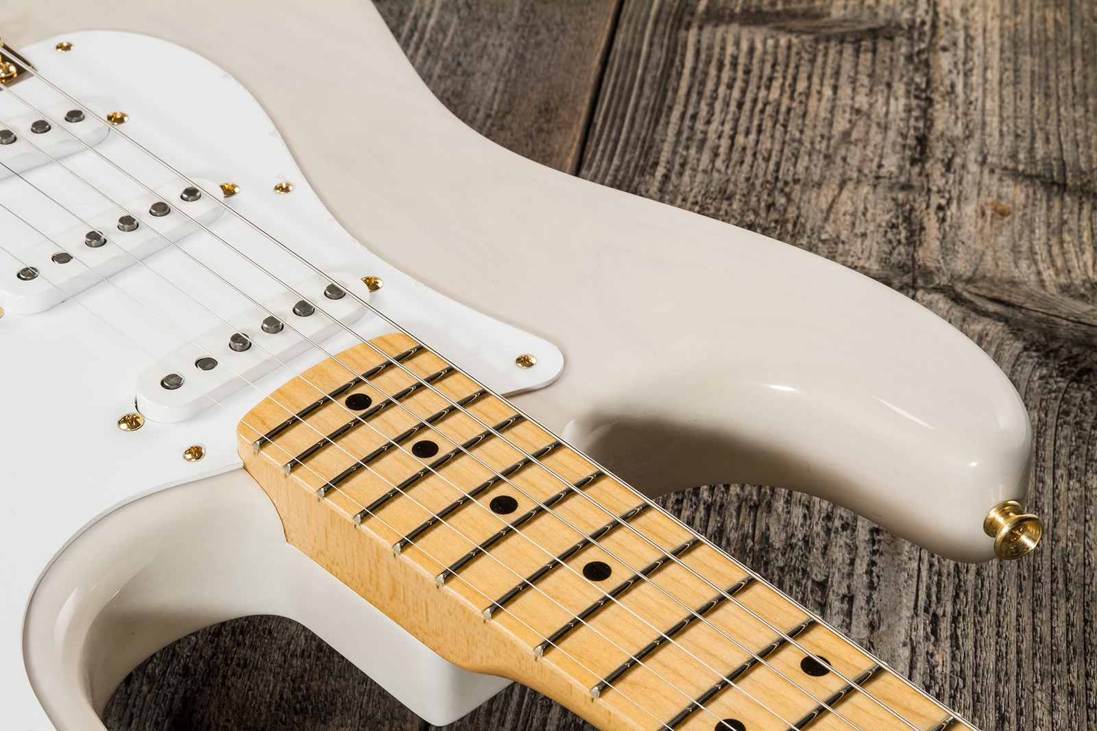 Fender Custom Shop Strat 1957 3s Trem Mn #r125475 - Nos White Blonde - Elektrische gitaar in Str-vorm - Variation 4