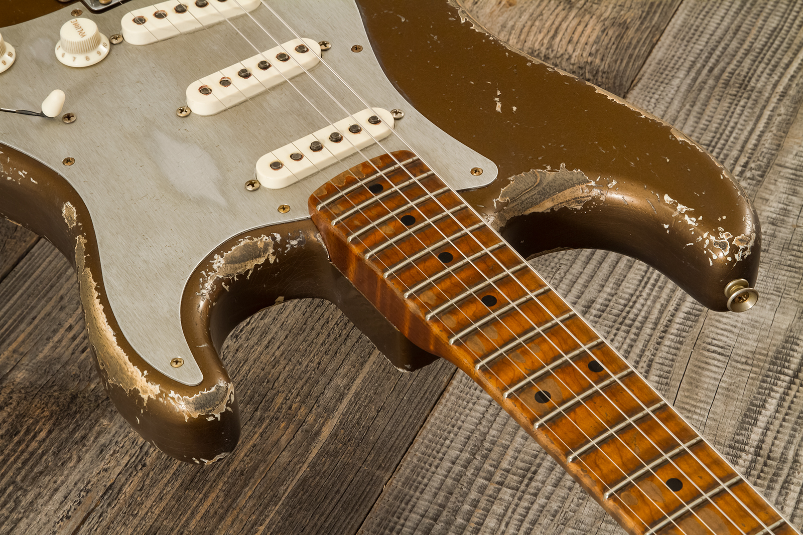 Fender Custom Shop Strat 1957 Masterbuilt D.wilson 3s Trem Mn #cz578116 - Relic Bronze - Elektrische gitaar in Strat vorm - Variation 4