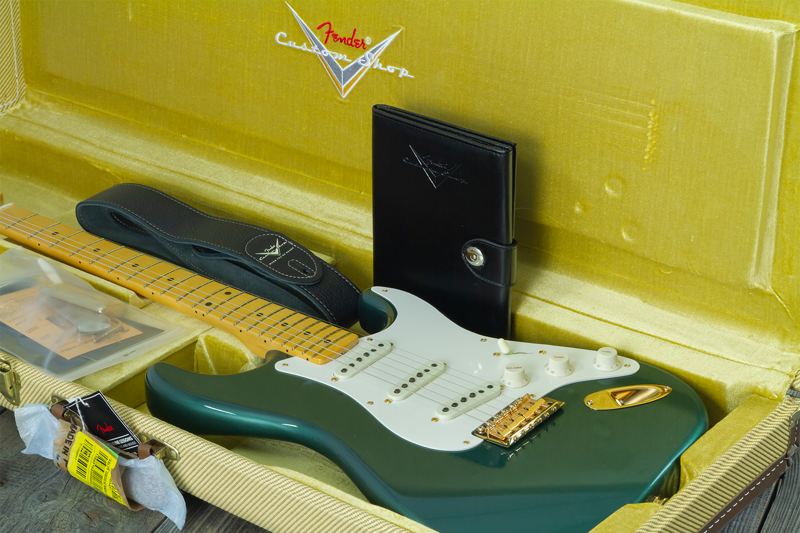 Fender Custom Shop Strat 1957 Vintage Custom 3s Trem Mn #r145062 - Time Capsule Sherwood Green Metallic - Elektrische gitaar in Strat vorm - Variation