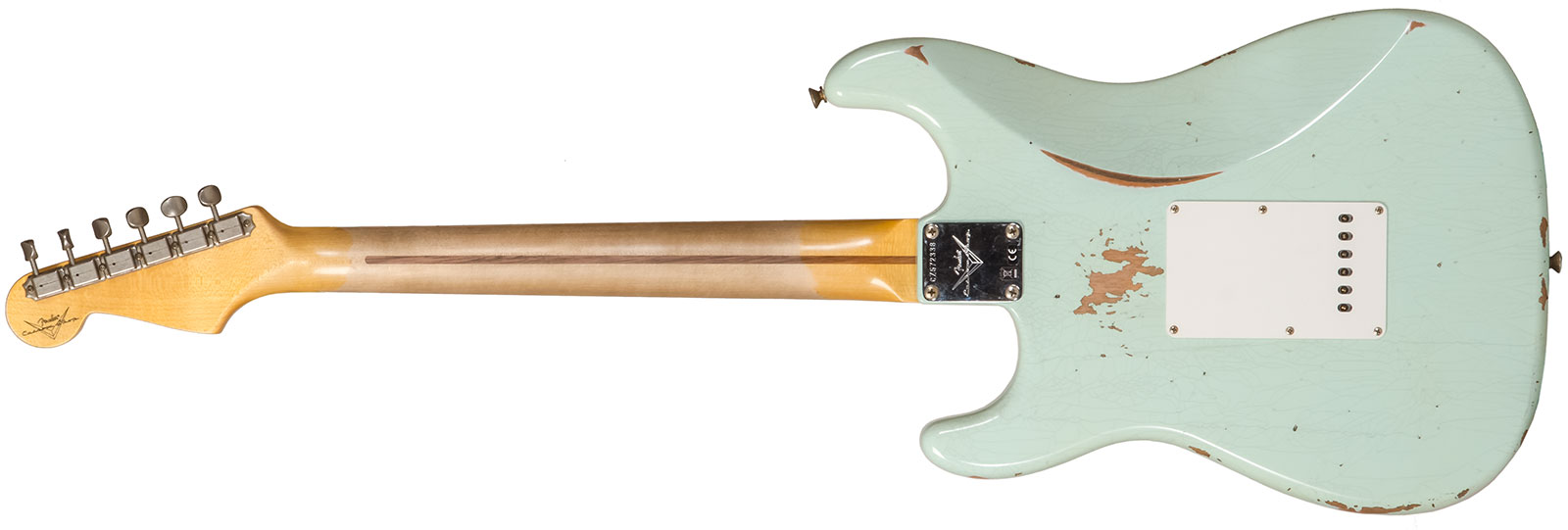 Fender Custom Shop Strat 1958 3s Trem Mn #cz572338 - Relic Aged Surf Green - Elektrische gitaar in Str-vorm - Variation 1