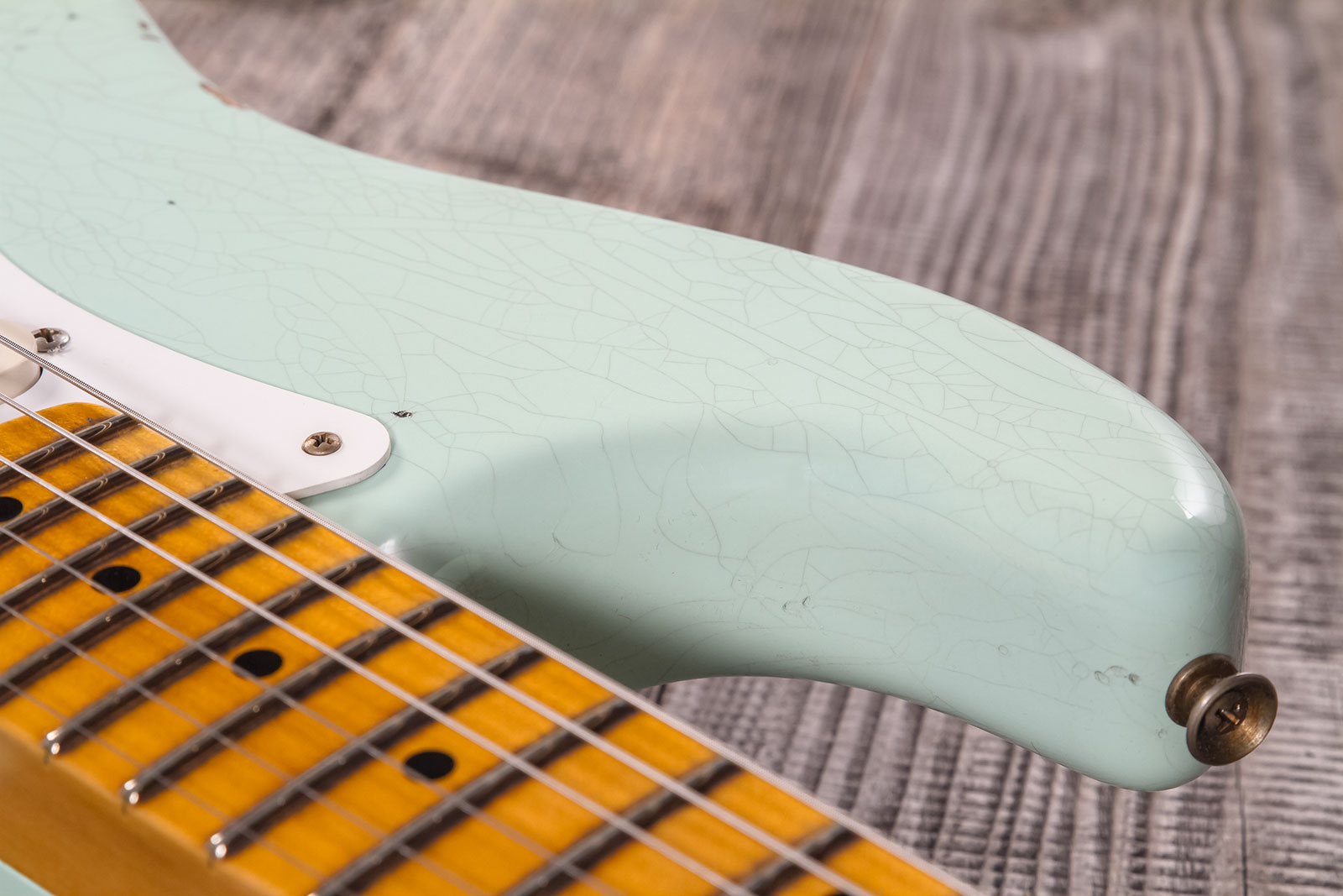 Fender Custom Shop Strat 1958 3s Trem Mn #cz572338 - Relic Aged Surf Green - Elektrische gitaar in Str-vorm - Variation 5