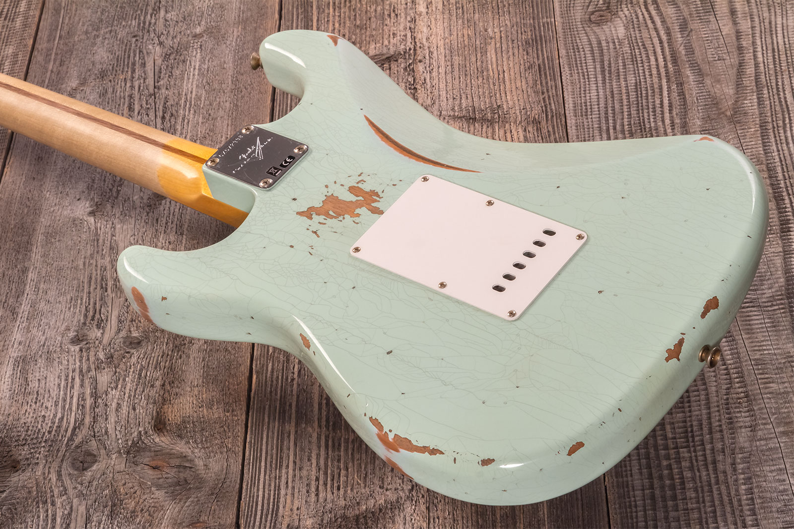Fender Custom Shop Strat 1958 3s Trem Mn #cz572338 - Relic Aged Surf Green - Elektrische gitaar in Str-vorm - Variation 6
