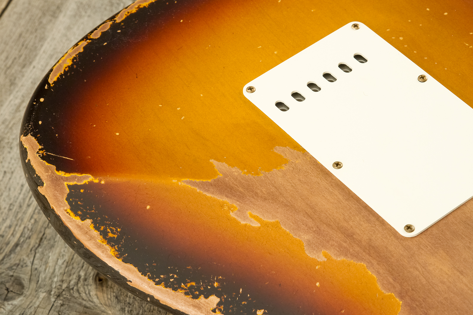Fender Custom Shop Strat 1959 3s Trem #cz583182 - Super Heavy Relic Chocolate 3-color Sunburst - Elektrische gitaar in Strat vorm - Variation 10