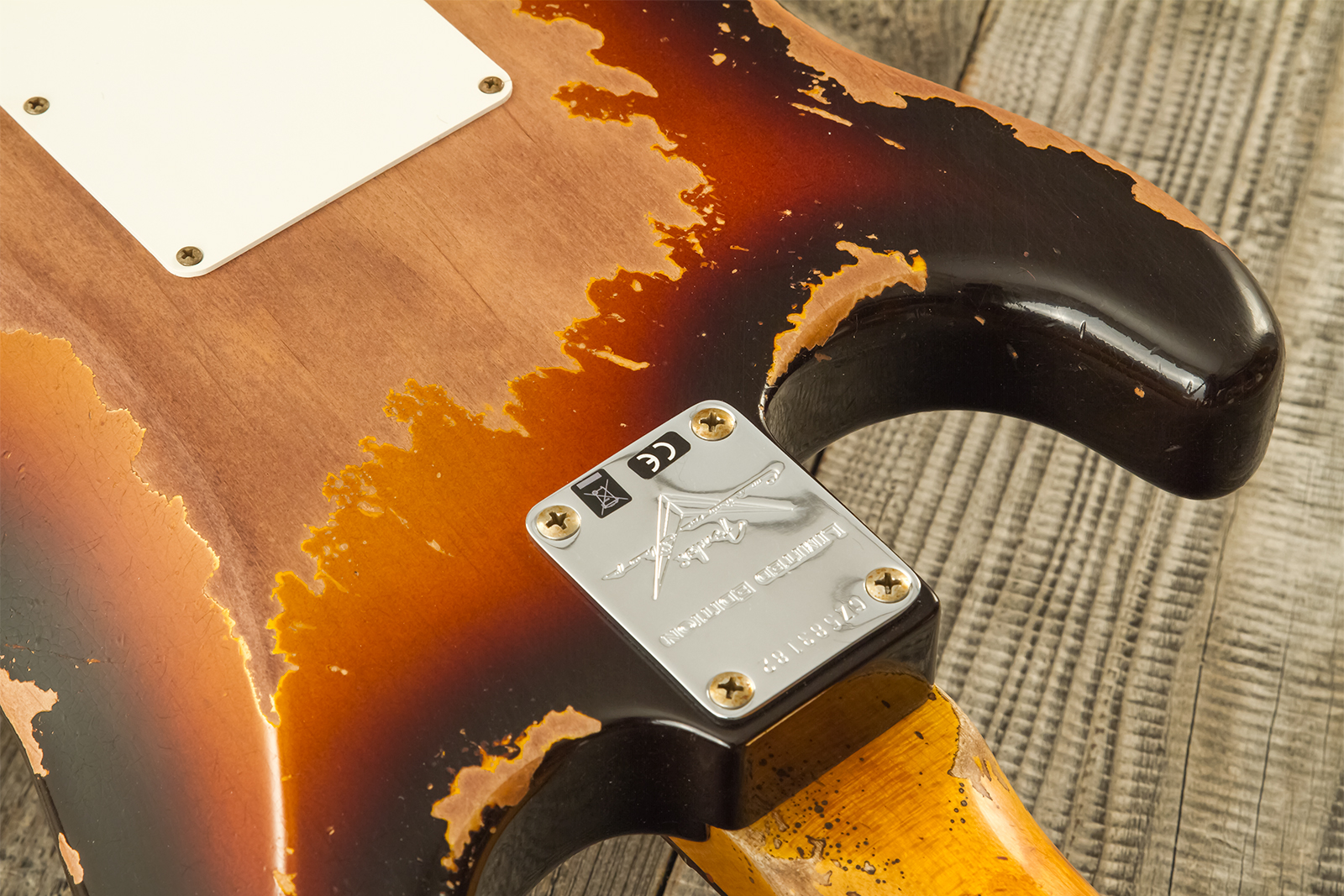 Fender Custom Shop Strat 1959 3s Trem #cz583182 - Super Heavy Relic Chocolate 3-color Sunburst - Elektrische gitaar in Strat vorm - Variation 11