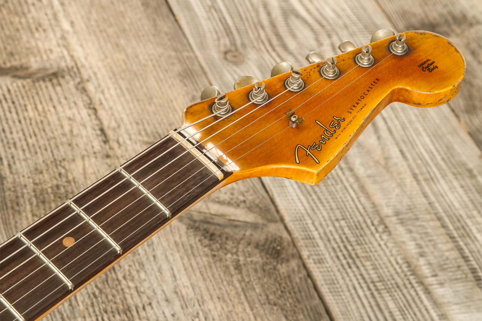 Fender Custom Shop Strat 1959 3s Trem #cz583182 - Super Heavy Relic Chocolate 3-color Sunburst - Elektrische gitaar in Strat vorm - Variation 8