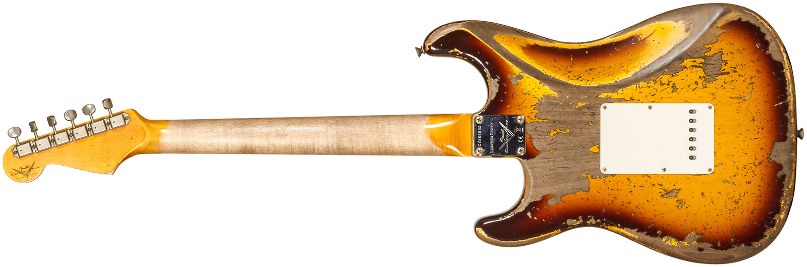 Fender Custom Shop Strat 1959 3s Trem Rw #cz569850 - Super Heavy Relic Aged Chocolate 3-color Sunburst - Elektrische gitaar in Str-vorm - Variation 1