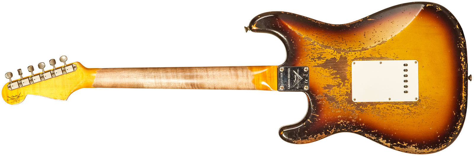 Fender Custom Shop Strat 1959 3s Trem Rw #cz571958 - Super Heavy Relic Aged Chocolate 3-color Sunburst - Elektrische gitaar in Str-vorm - Variation 1