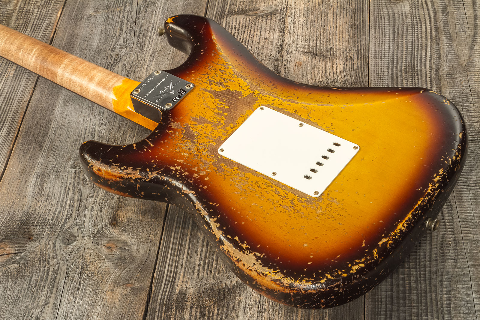 Fender Custom Shop Strat 1959 3s Trem Rw #cz571958 - Super Heavy Relic Aged Chocolate 3-color Sunburst - Elektrische gitaar in Str-vorm - Variation 5