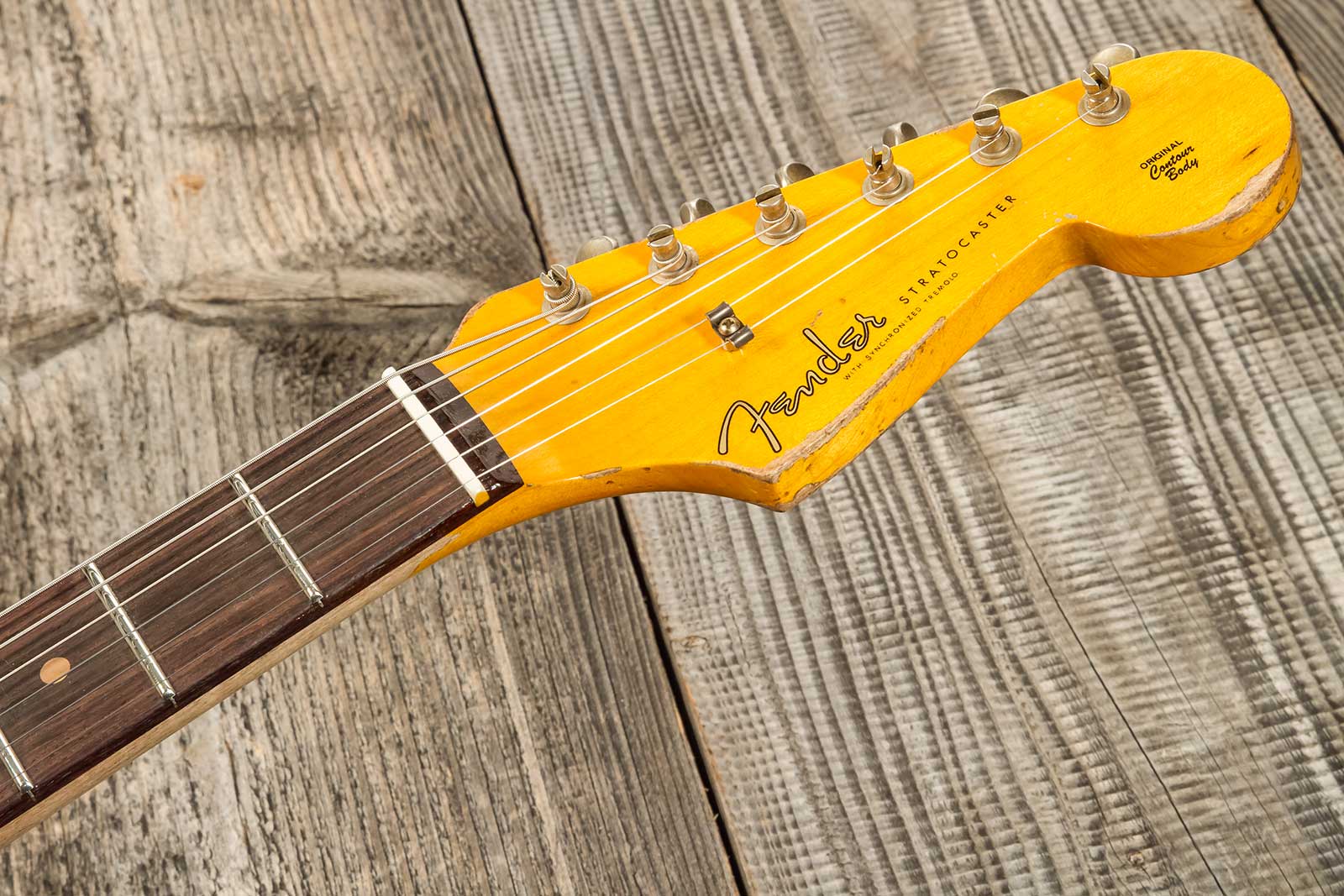 Fender Custom Shop Strat 1959 3s Trem Rw #cz576436 - Super Heavy Relic Vintage White O. 3-color Sunburs - Elektrische gitaar in Str-vorm - Variation 9