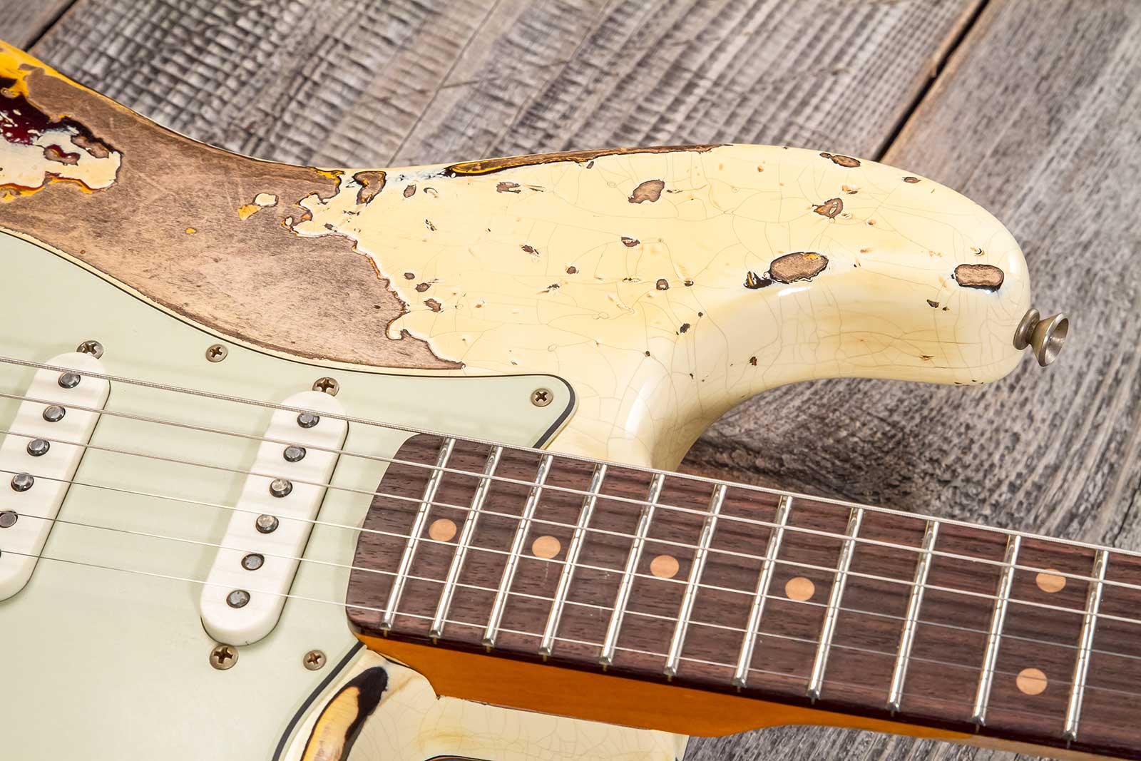 Fender Custom Shop Strat 1959 3s Trem Rw #cz576436 - Super Heavy Relic Vintage White O. 3-color Sunburs - Elektrische gitaar in Str-vorm - Variation 5