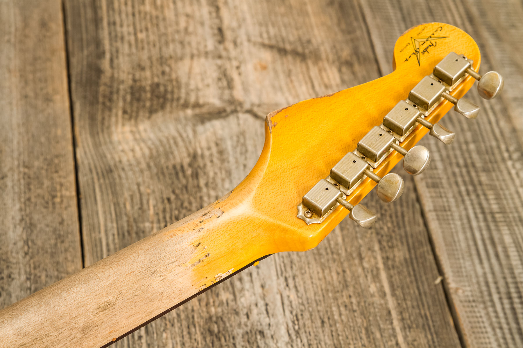 Fender Custom Shop Strat 1959 3s Trem Rw #cz579895 - Super Heavy Relic Shell Pink O. 3-color Sunburst - Elektrische gitaar in Str-vorm - Variation 9