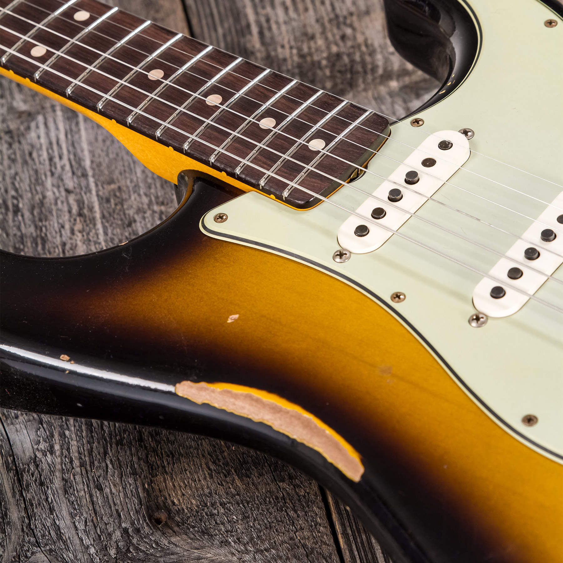 Fender Custom Shop Strat 1959 3s Trem Rw #r117661 - Relic 2-color Sunburst - Elektrische gitaar in Str-vorm - Variation 7