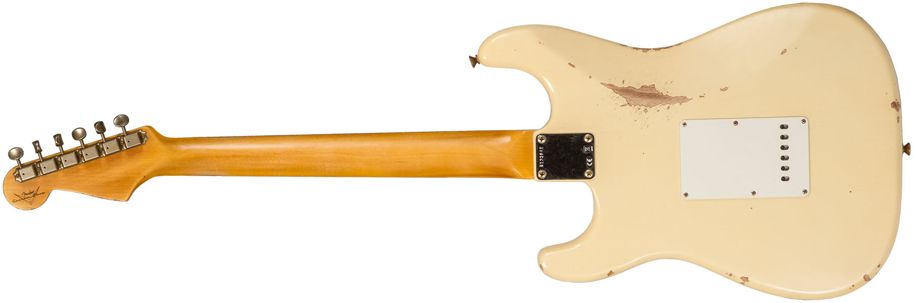 Fender Custom Shop Strat 1959 3s Trem Rw #r133842 - Relic Antique Vintage White - Elektrische gitaar in Str-vorm - Variation 1