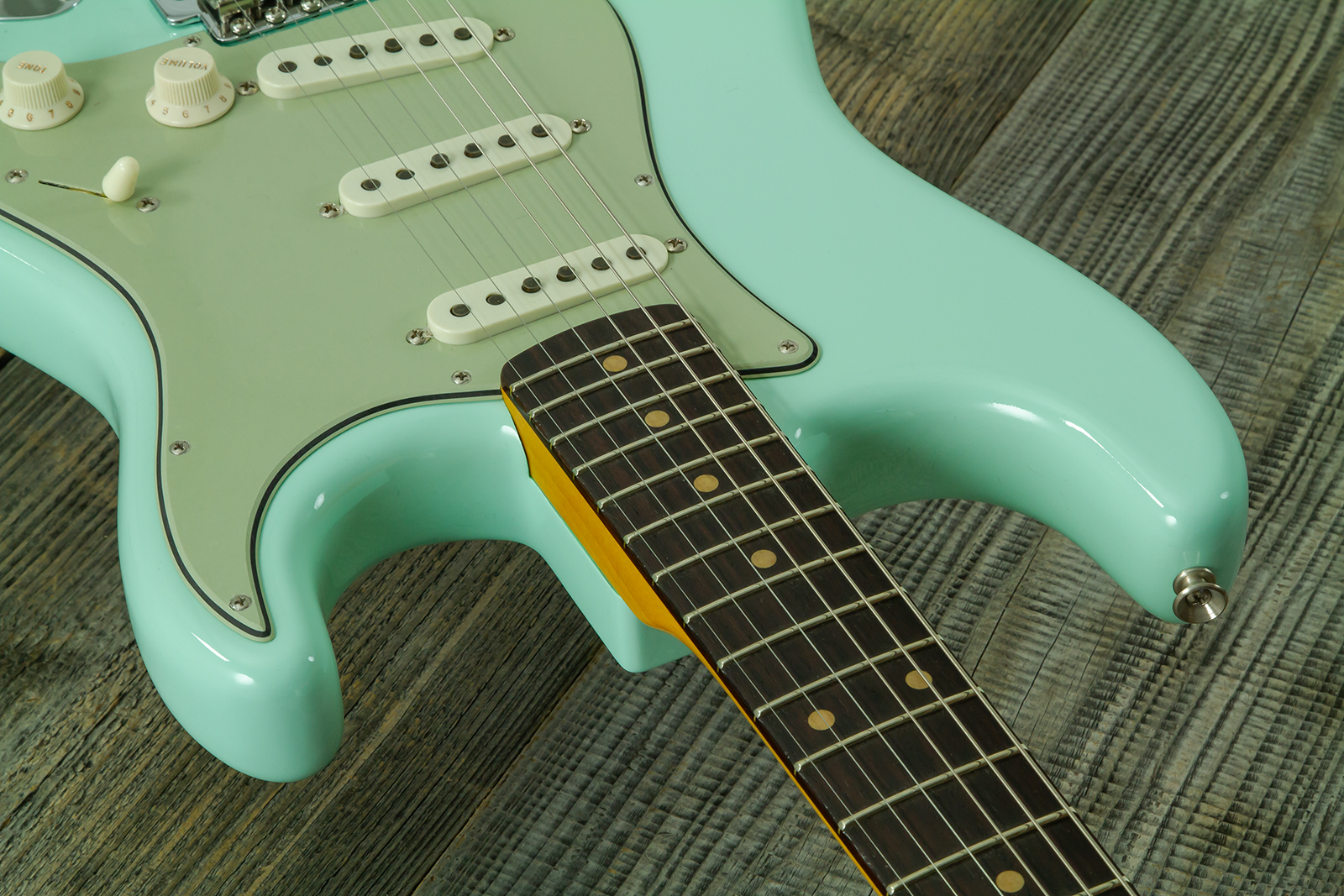Fender Custom Shop Strat 1959 Vintage Custom 3s Trem Rw #r146975 - Time Capsule Faded Surf Green - Elektrische gitaar in Strat vorm - Variation 3