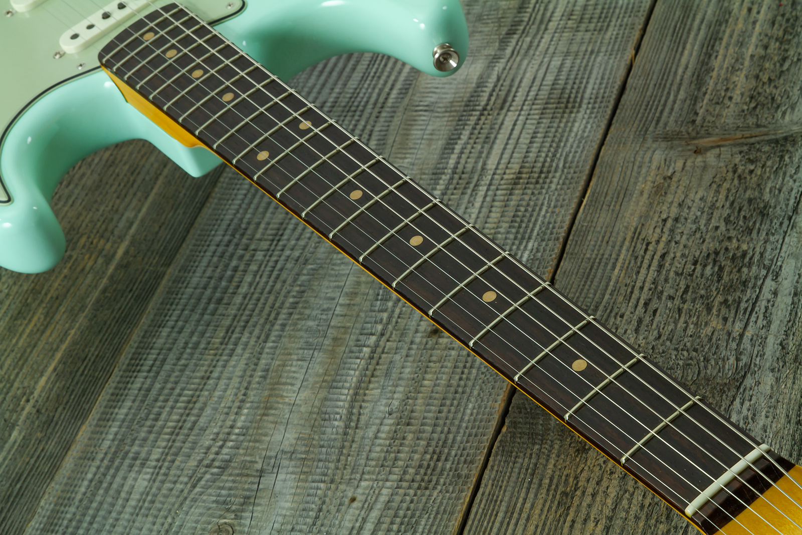 Fender Custom Shop Strat 1959 Vintage Custom 3s Trem Rw #r146975 - Time Capsule Faded Surf Green - Elektrische gitaar in Strat vorm - Variation 4