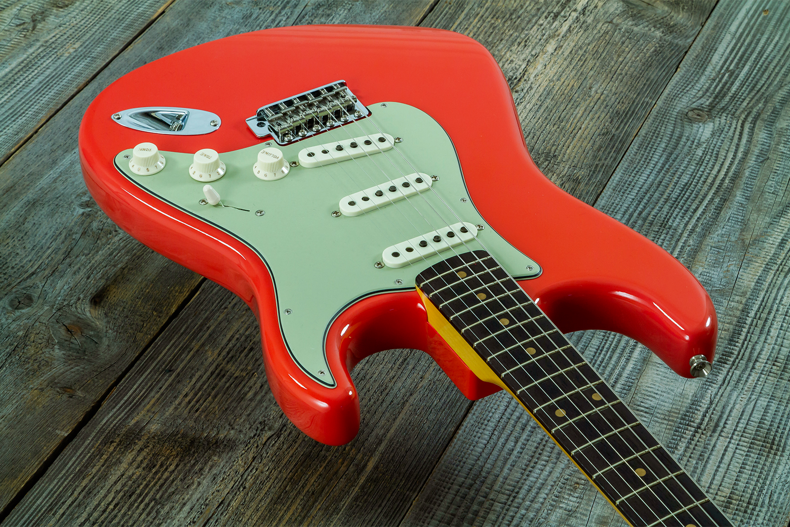 Fender Custom Shop Strat 1959 Vintage Custom 3s Trem Rw #r147785 - Time Capsule Fiesta Red - Elektrische gitaar in Strat vorm - Variation 12