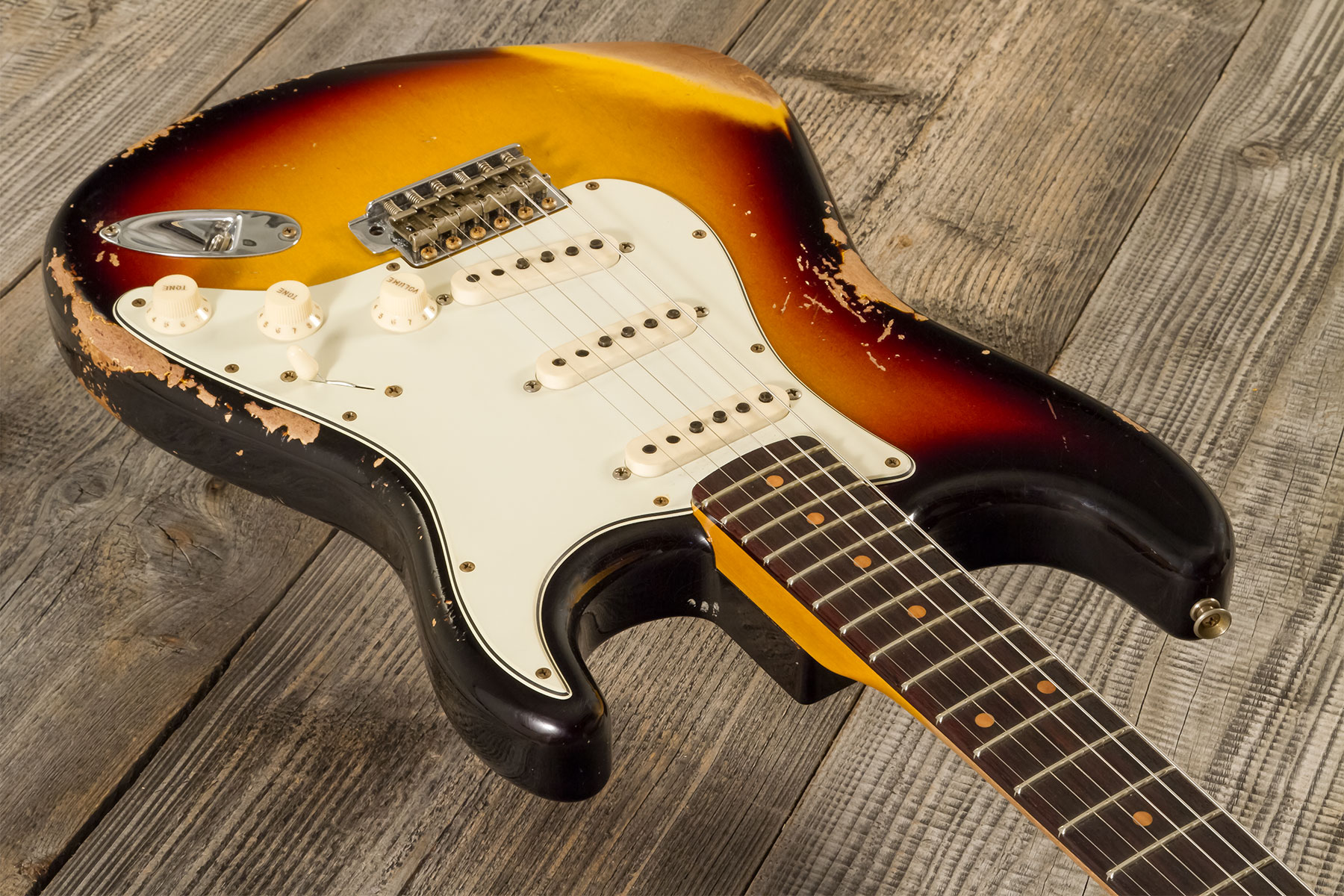 Fender Custom Shop Strat 1960 3s Trem Rw #cz578789 - Heavy Relic 3-color Sunburst - Elektrische gitaar in Str-vorm - Variation 2