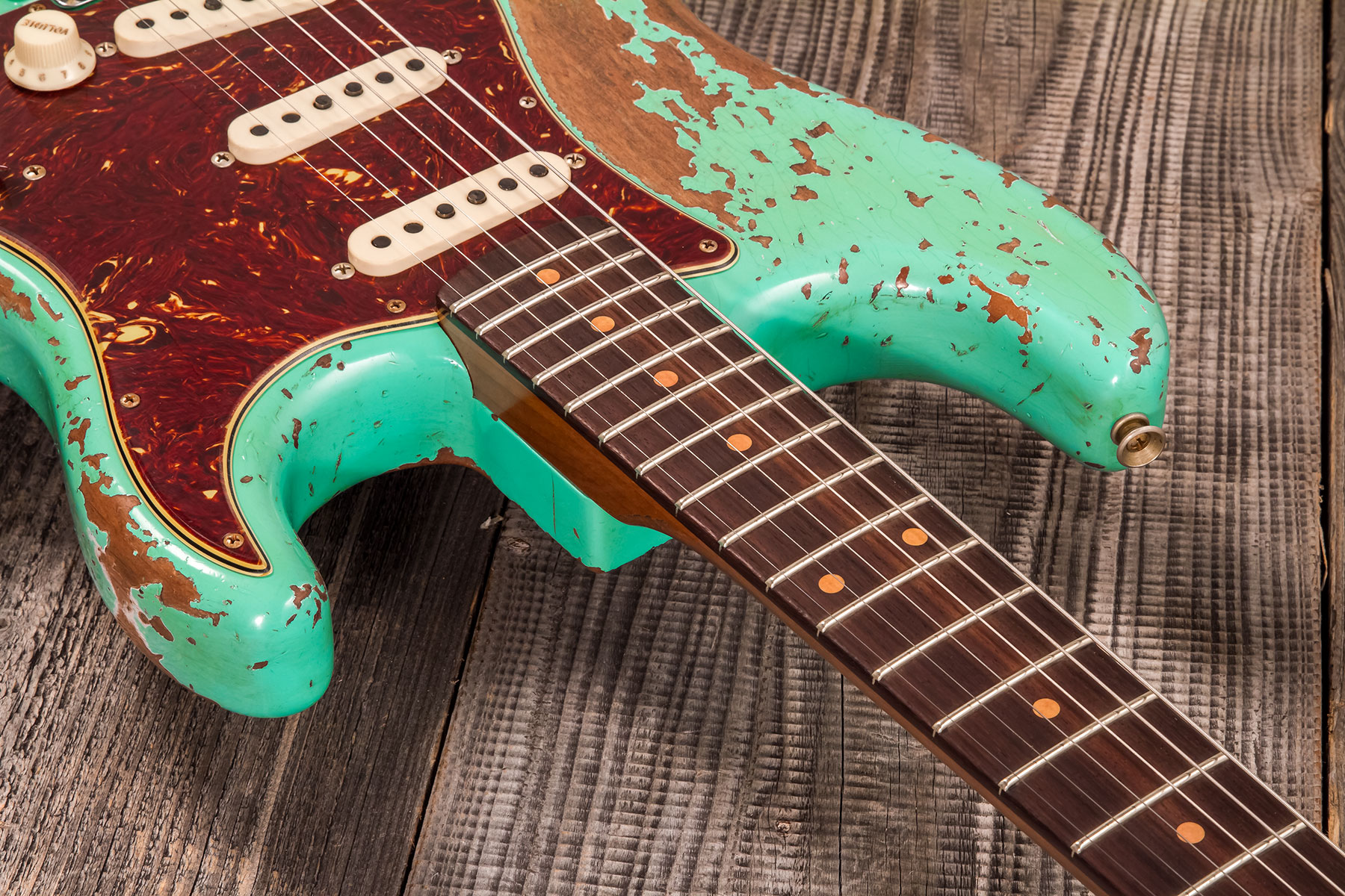 Fender Custom Shop Strat 1960 3s Trem Rw #cz579718 - Super Heavy Relic Sea Foam Green - Elektrische gitaar in Str-vorm - Variation 4