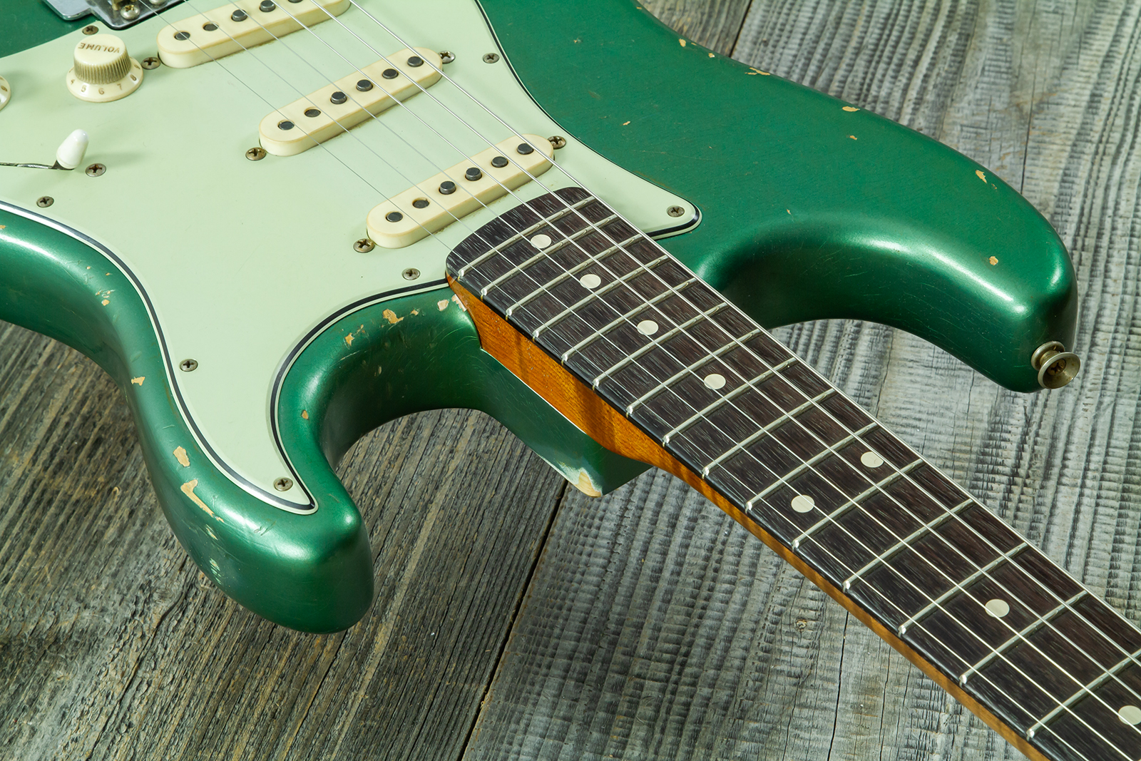 Fender Custom Shop Strat 1960/63 Mb A.macnutt 3s Trem Rw #r141359 - Relic Sherwood Green Metallic - Elektrische gitaar in Strat vorm - Variation 5
