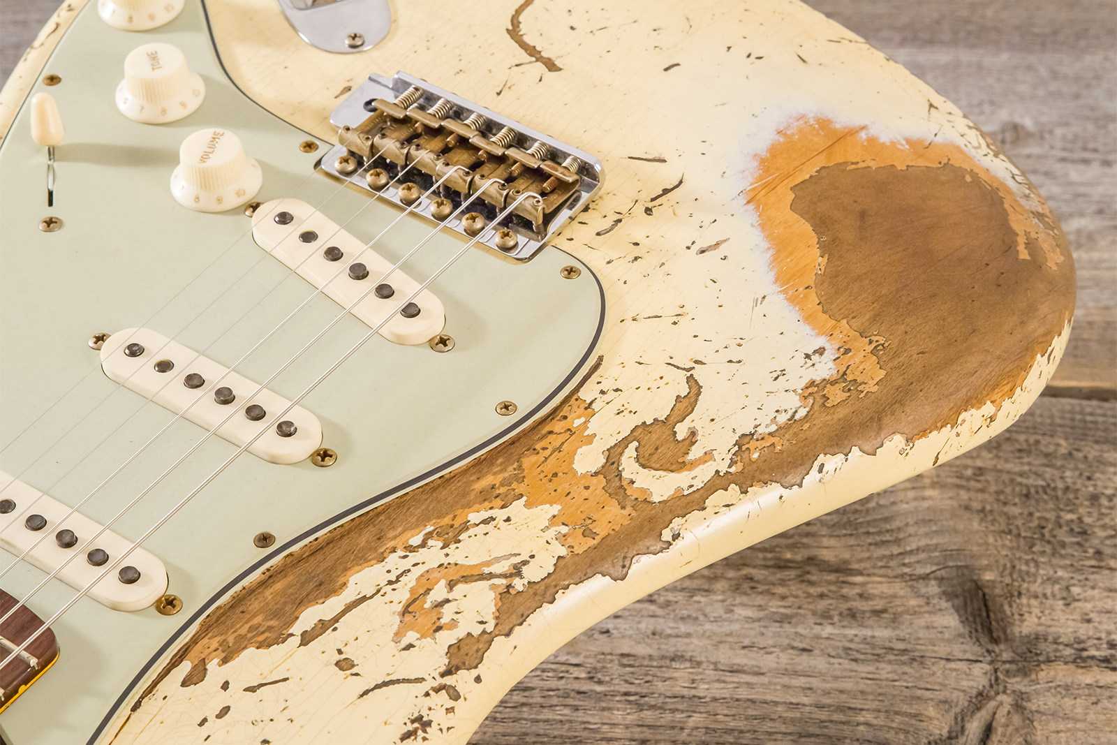 Fender Custom Shop Strat 1960 Dual Mag Ii Rw #cz563967 - Super Heavy Relic Vintage White - Elektrische gitaar in Str-vorm - Variation 3