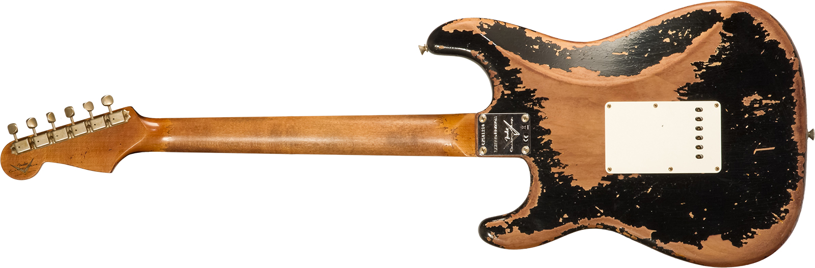 Fender Custom Shop Strat 1960 Roasted 3s Trem Rw #cz581210 - Super Heavy Relic Black O. 2-color Sunburst - Elektrische gitaar in Strat vorm - Variatio