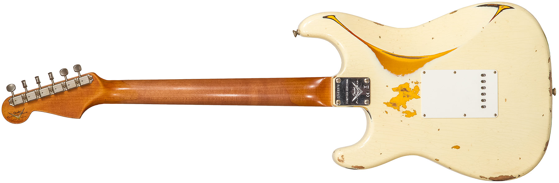 Fender Custom Shop Strat 1961 3s Trem Rw #cz563376 - Heavy Relic Vintage White/3-color Sunburst - Elektrische gitaar in Str-vorm - Variation 1