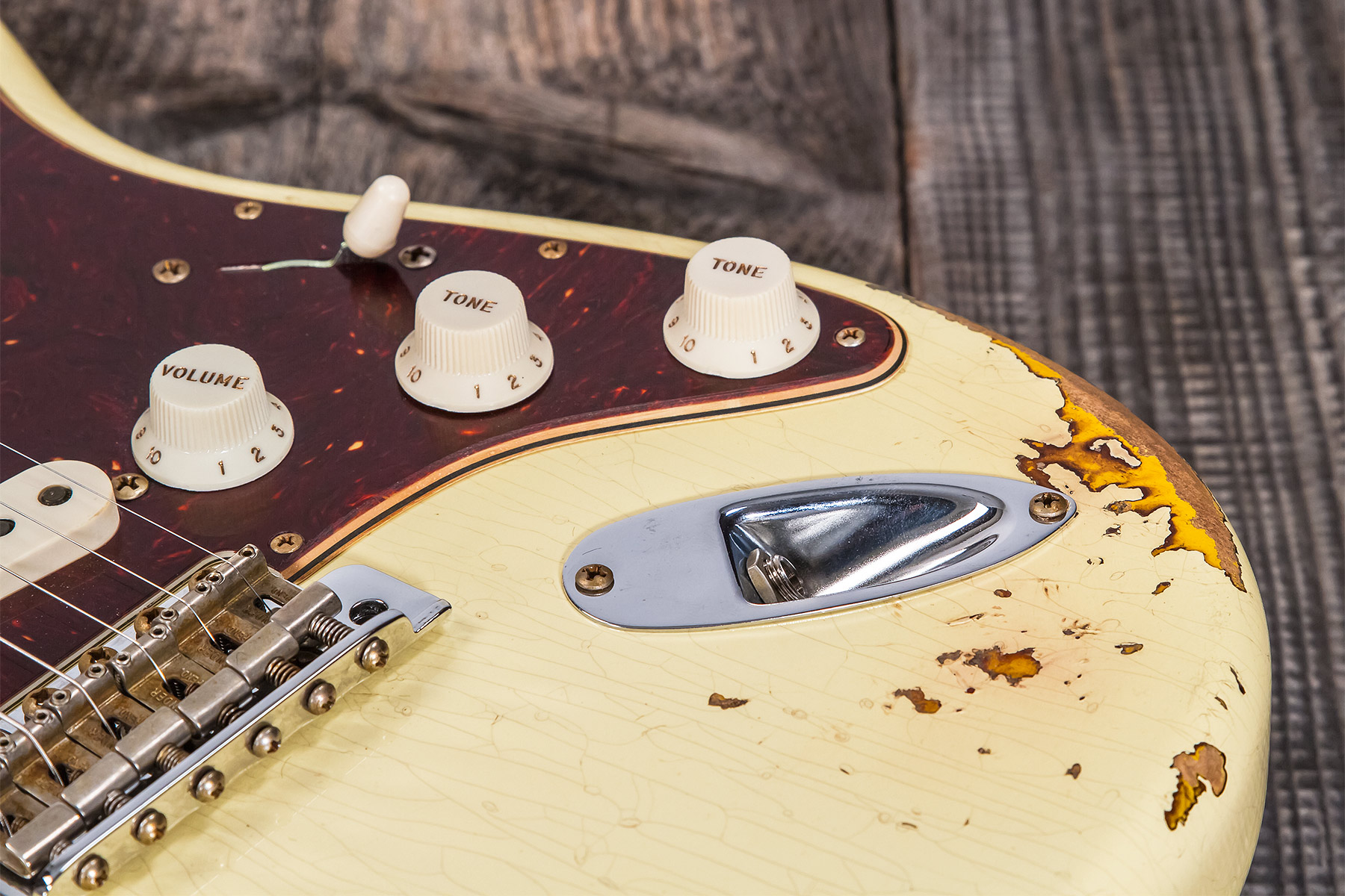 Fender Custom Shop Strat 1961 3s Trem Rw #cz563376 - Heavy Relic Vintage White/3-color Sunburst - Elektrische gitaar in Str-vorm - Variation 6
