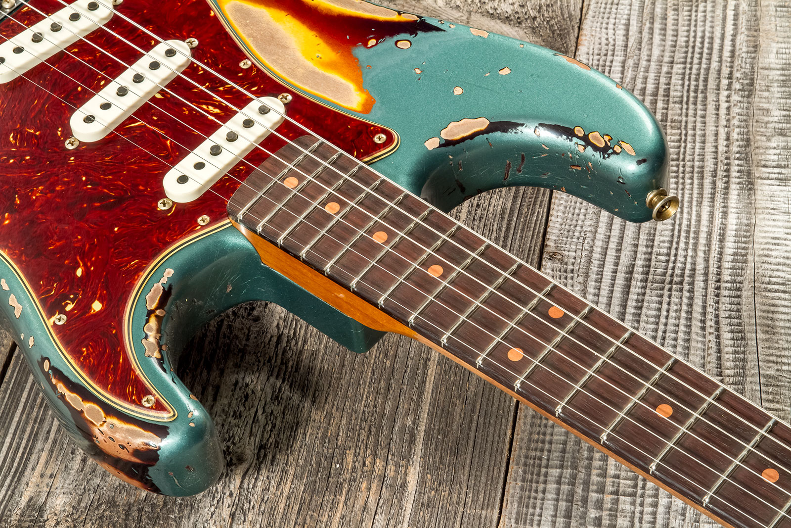 Fender Custom Shop Strat 1961 3s Trem Rw #cz573502 - Super Heavy Relic Sherwood Green Metallic O. 3-cs - Elektrische gitaar in Str-vorm - Variation 4