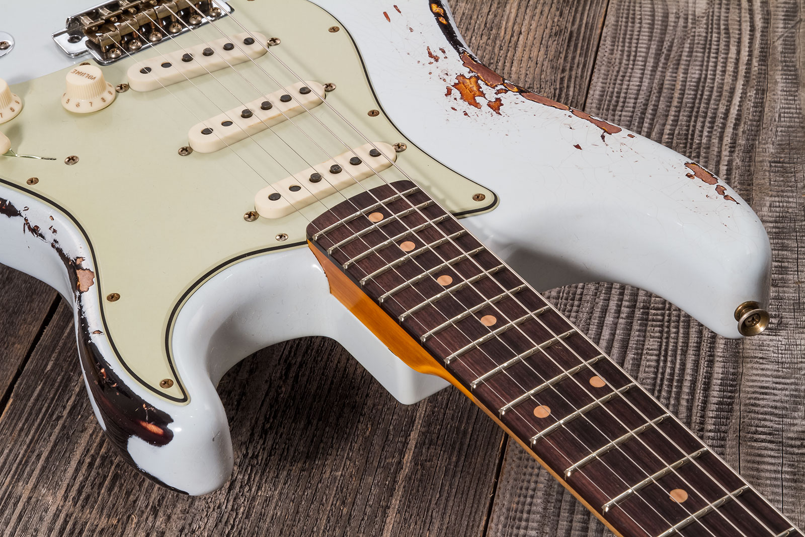 Fender Custom Shop Strat 1961 3s Trem Rw #cz573714 - Heavy Relic Aged Sonic Blue O. 3-color Sunburst - Elektrische gitaar in Str-vorm - Variation 2