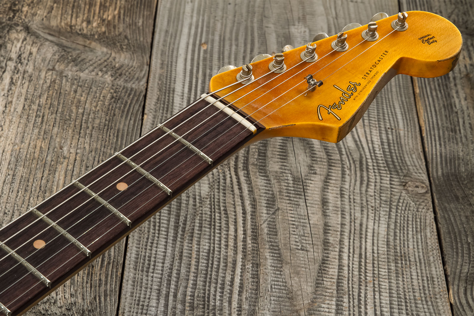 Fender Custom Shop Strat 1961 3s Trem Rw #cz573714 - Heavy Relic Aged Sonic Blue O. 3-color Sunburst - Elektrische gitaar in Str-vorm - Variation 7
