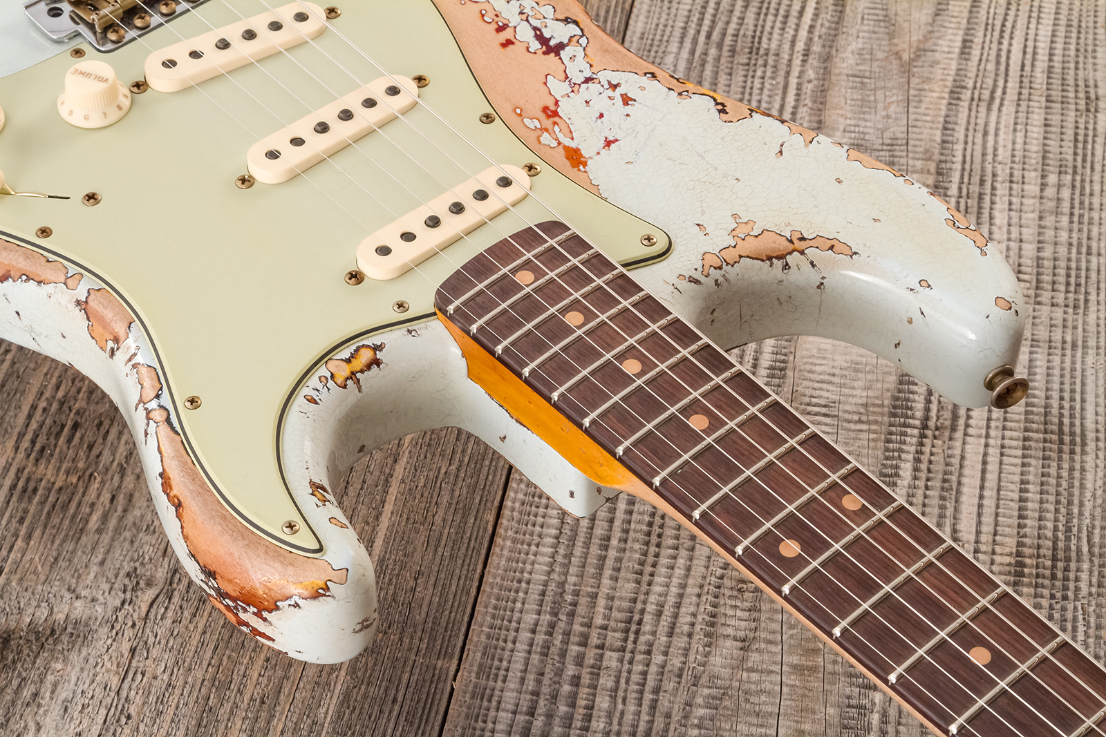 Fender Custom Shop Strat 1961 Bone Tone 3s Trem Rw #cz583129 - Super Heavy Relic Sonic Blue O. 3-color Sunburst - Elektrische gitaar in Str-vorm - Var