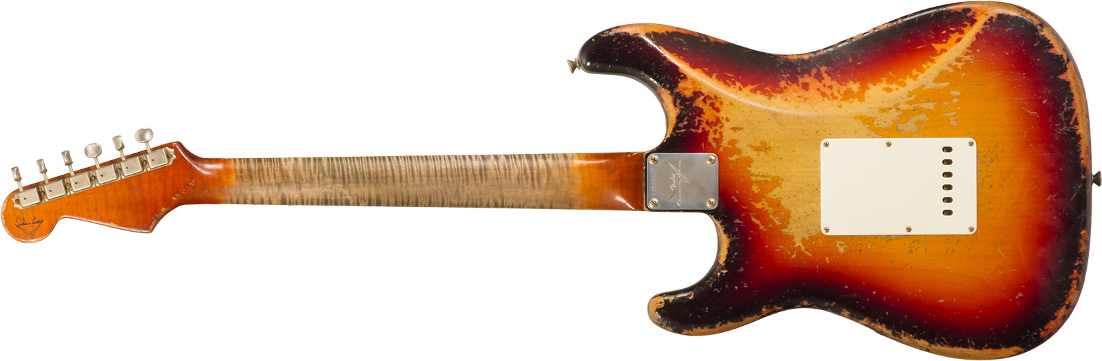 Fender Custom Shop Strat 1961 Masterbuilt D.wilson 3s Trem Rw #cz552177 - Heavy Relic 3-color Sunburst - Elektrische gitaar in Strat vorm - Variation 