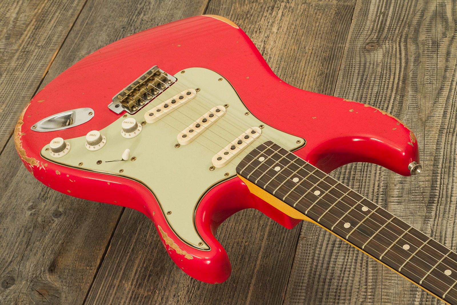Fender Custom Shop Strat 1961 Masterbuilt K.mcmillin 3s Trem Abw #r132221 - Relic Fiesta Red - Elektrische gitaar in Strat vorm - Variation 3
