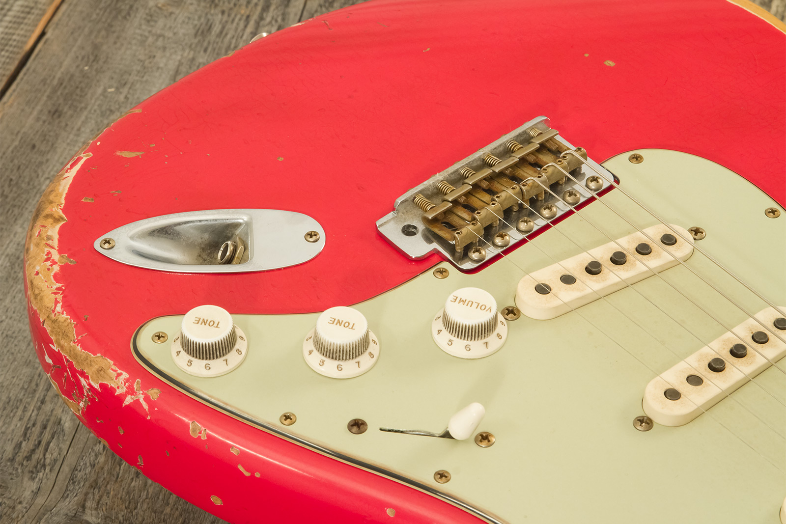 Fender Custom Shop Strat 1961 Masterbuilt K.mcmillin 3s Trem Abw #r132221 - Relic Fiesta Red - Elektrische gitaar in Strat vorm - Variation 4