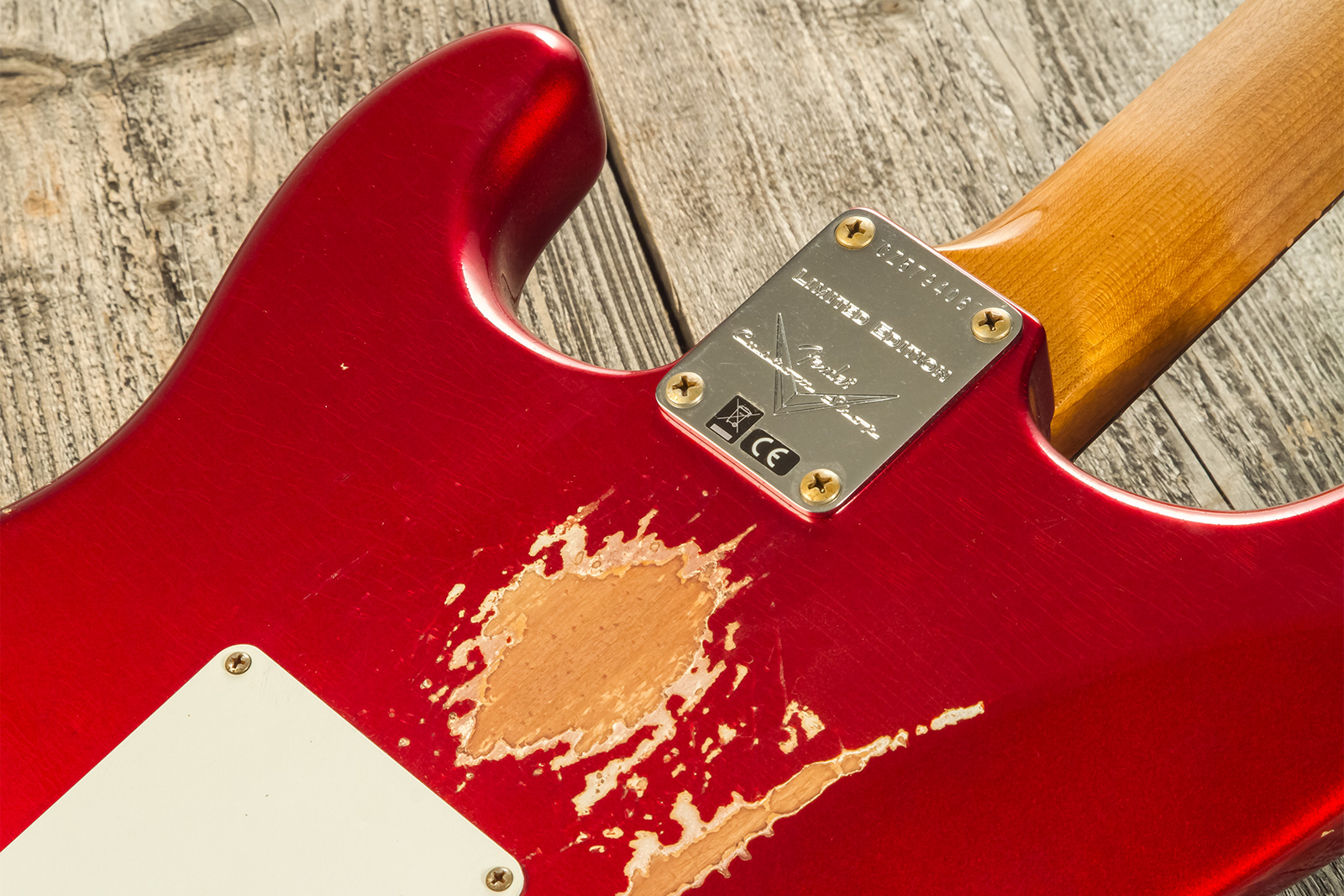 Fender Custom Shop Strat 1963 3s Trem Rw #cz579406 - Relic Aged Candy Apple Red - Elektrische gitaar in Str-vorm - Variation 6