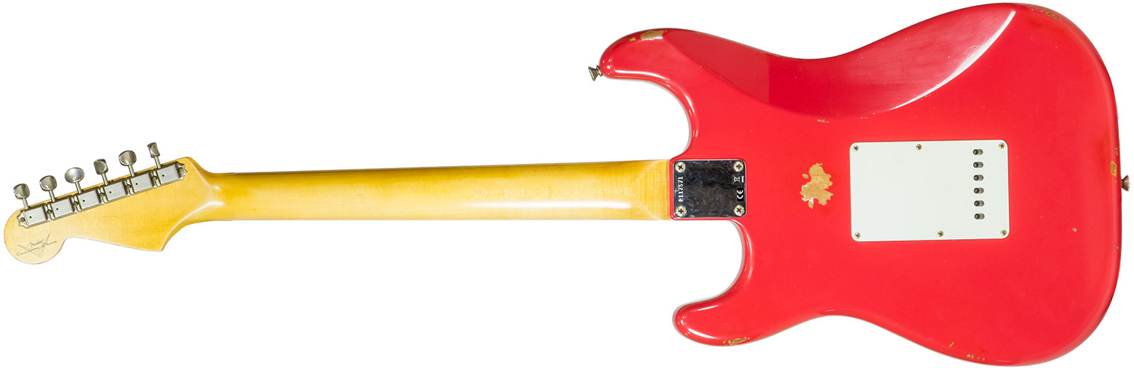 Fender Custom Shop Strat 1963 3s Trem Rw #r117571 - Relic Fiesta Red - Elektrische gitaar in Str-vorm - Variation 1