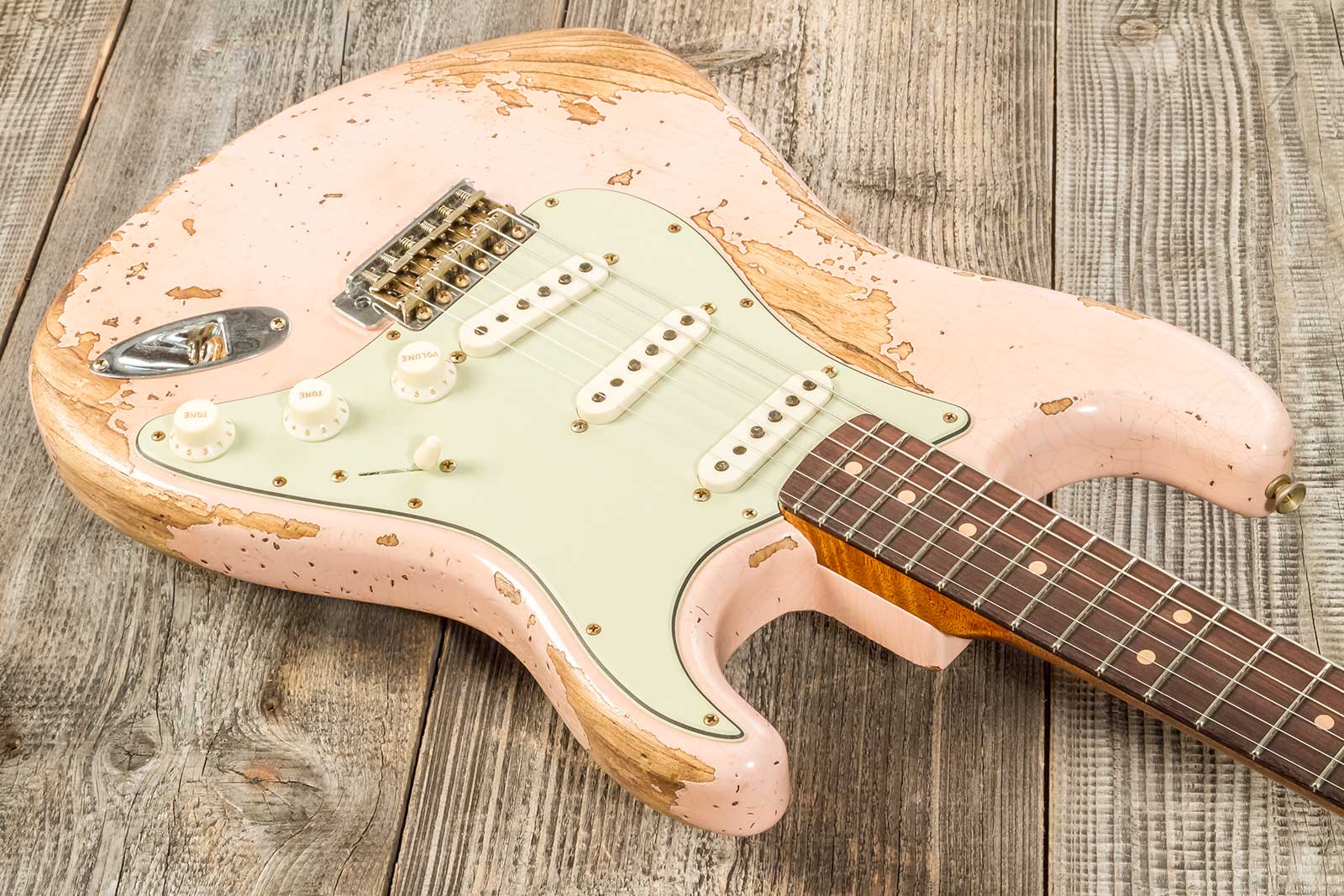 Fender Custom Shop Strat 1963 3s Trem Rw #r136150 - Super Heavy Relic Shell Pink - Elektrische gitaar in Str-vorm - Variation 3