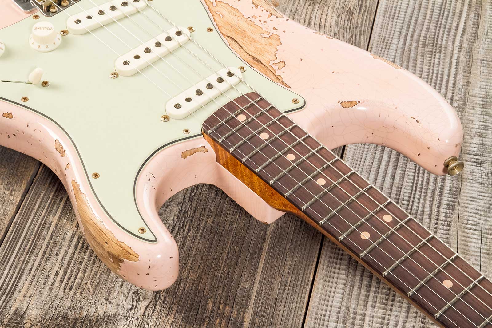 Fender Custom Shop Strat 1963 3s Trem Rw #r136150 - Super Heavy Relic Shell Pink - Elektrische gitaar in Str-vorm - Variation 5