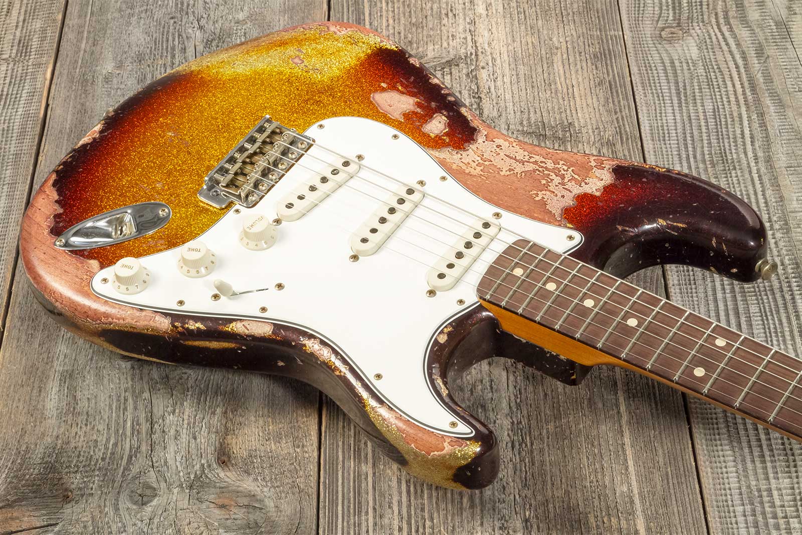 Fender Custom Shop Strat 1963 3s Trem Rw #r136169 - Super Heavy Relic Sparkle 3-color Sunburst - Elektrische gitaar in Str-vorm - Variation 2
